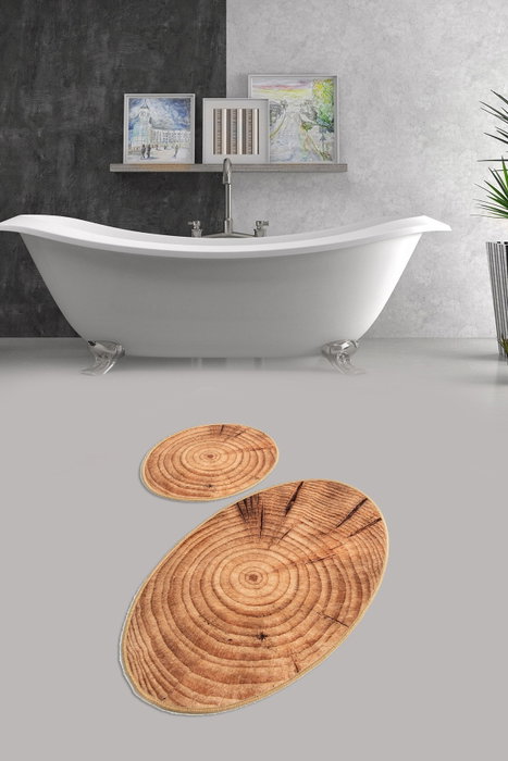 Mijölnir Juego de alfombrillas de baño Wood Djt Multicolor, 2 piezas